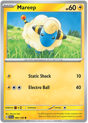 Pokemon Card Scarlet & Violet 066/198 66/198 Mareep Common *MINT*