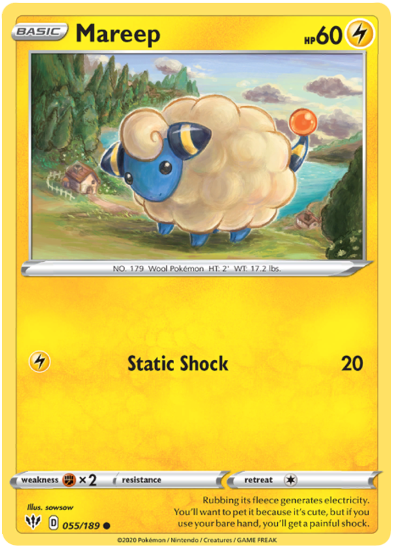 <transcy>Pokemon Card Darkness Alaze 55/189 055/189 Mareep Common</transcy>