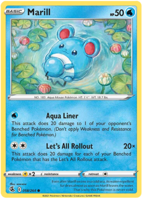 Pokemon Card Fusion Strike 058/264 58/264 Marill Common