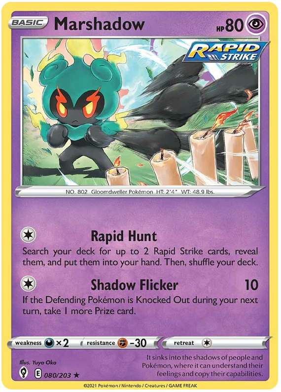 Pokemon Card Evolving Skies 80/203 080/203 Marshadow Holo Rare