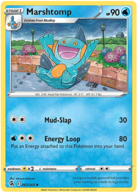 Pokemon Card Fusion Strike 063/264 63/264 Marshtomp Uncommon