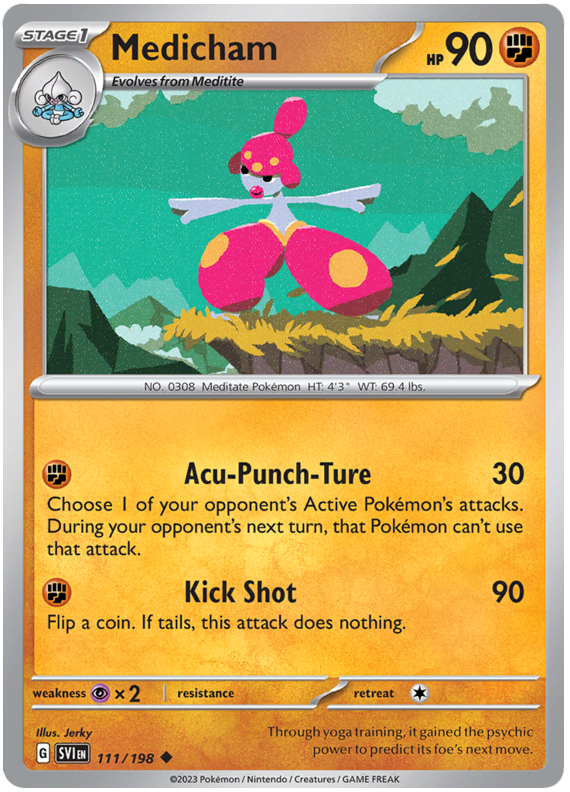 Pokemon Card Scarlet & Violet 111/198 Medicham Uncommon *MINT*