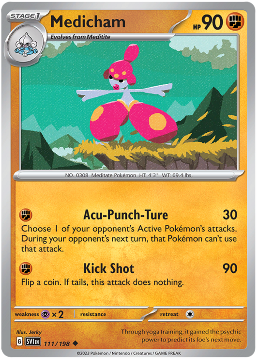 Pokemon Card Scarlet & Violet 111/198 Medicham Uncommon *MINT*