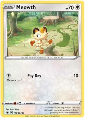 Pokemon Card Fusion Strike 199/264 Meowth Common