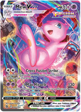 بطاقة Pokemon Fusion Strike 269/264 Mew VMAX Secret Rare