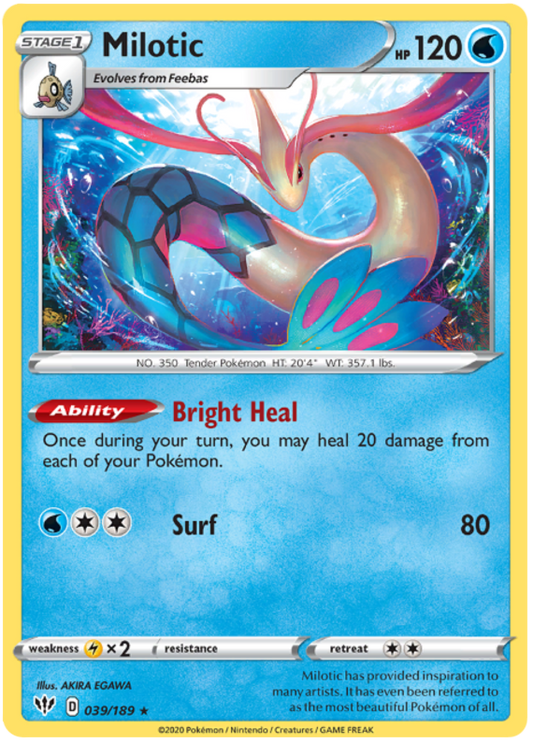 Pokemon Card Darkness Ablaze 39/189 039/189 Milotic Holo Rare