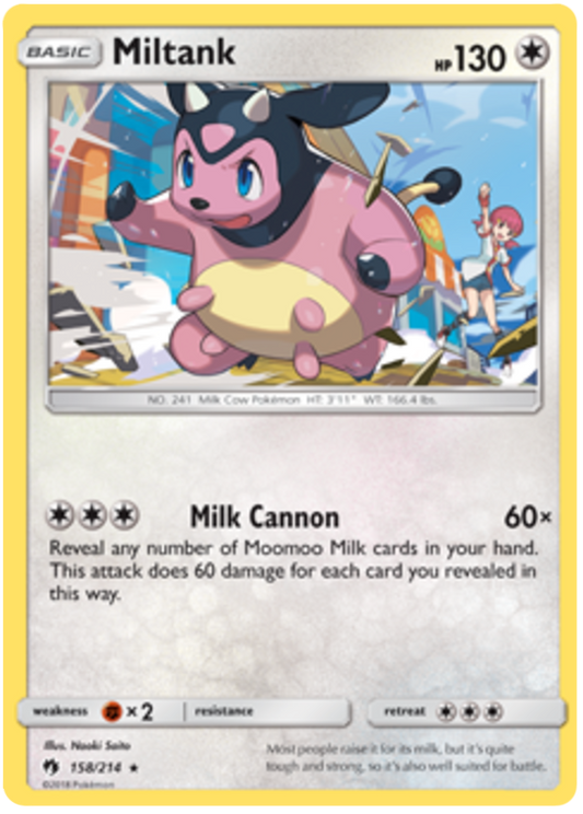 Pokemon Card Lost Thunder 158/214 Miltank Rare *MINT*