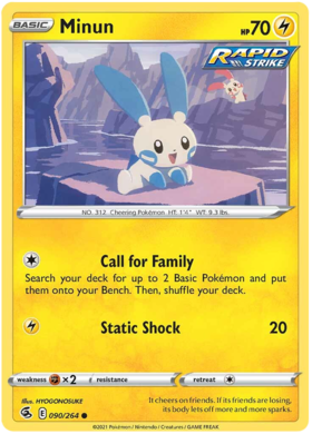 Pokemon Card Fusion Strike 090/264 90/264 Minun Common