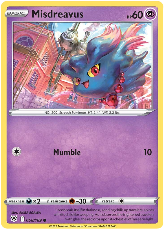 Pokemon Card Astral Radiance 58/189 058/189 Misdreavus Common