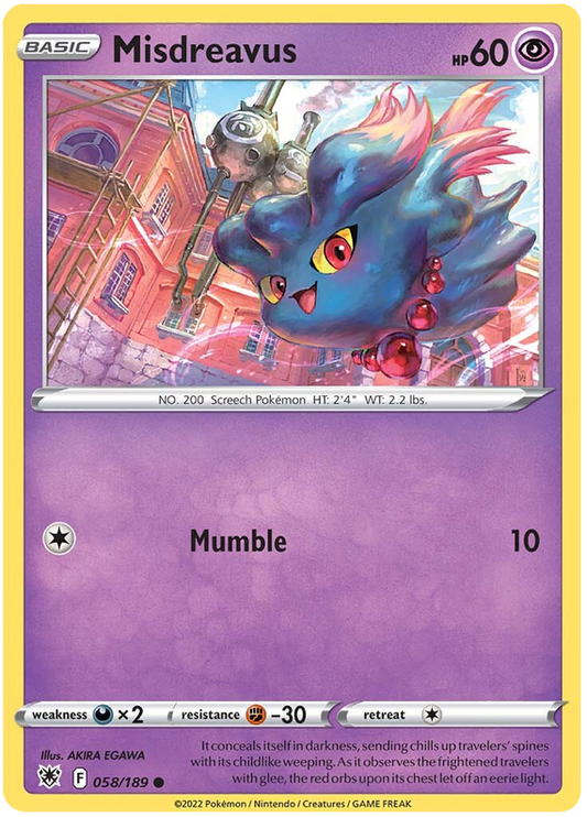 Pokemon Card Astral Radiance 58/189 058/189 Misdreavus Common