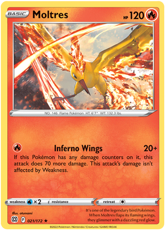 Pokemon Card Brilliant Stars 021/172 21/172 Moltres Holo Rare