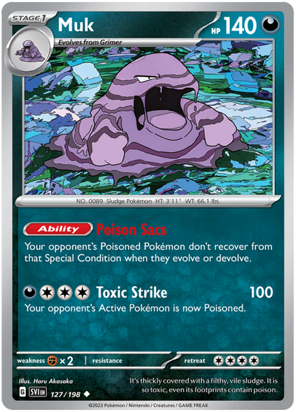 Pokemon Card Scarlet & Violet 127/198 Muk Uncommon *MINT*