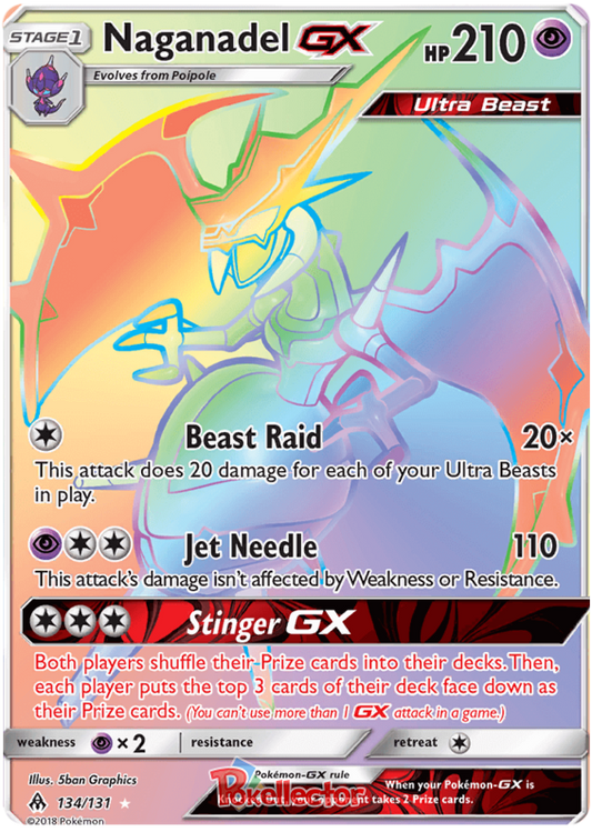 Pokemon Card Forbidden Light 134/131 Naganadel GX Hyper Rare *MINT*