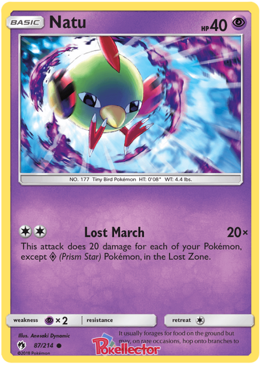 Pokemon Card Lost Thunder 87/214 087/214 Natu Common *MINT*