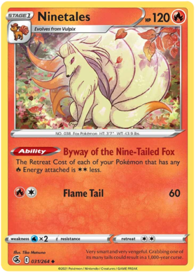 Pokemon Card Fusion Strike 031/264 31/264 Ninetales Uncommon