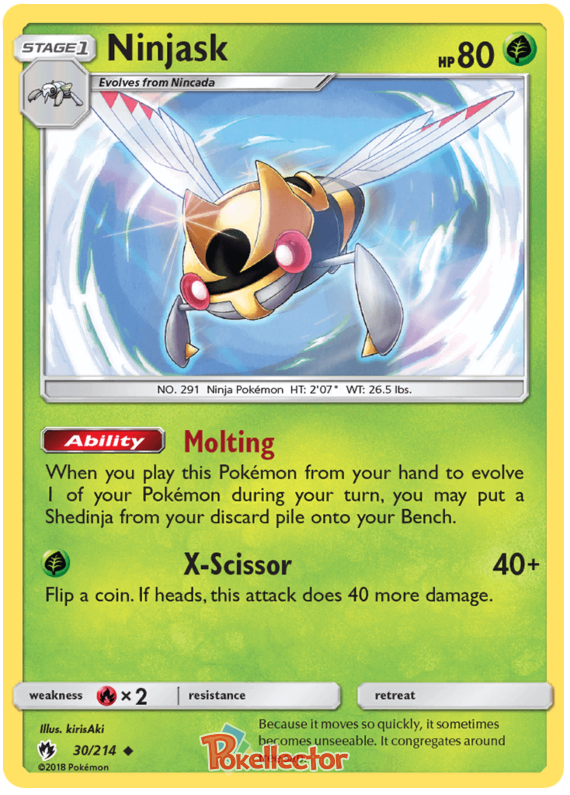 Pokemon Card Lost Thunder 30/214 030/214 Ninjask Uncommon *MINT*