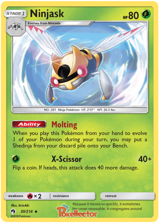 Pokemon Card Lost Thunder 30/214 030/214 Ninjask Uncommon *MINT*