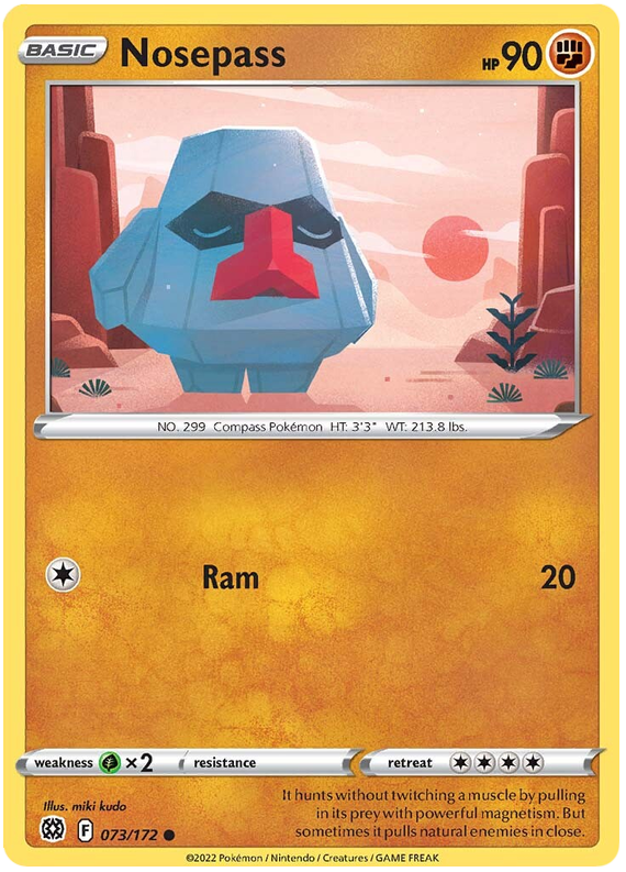 Pokemon Card Brilliant Stars 073/172 73/172 Nosepass Common