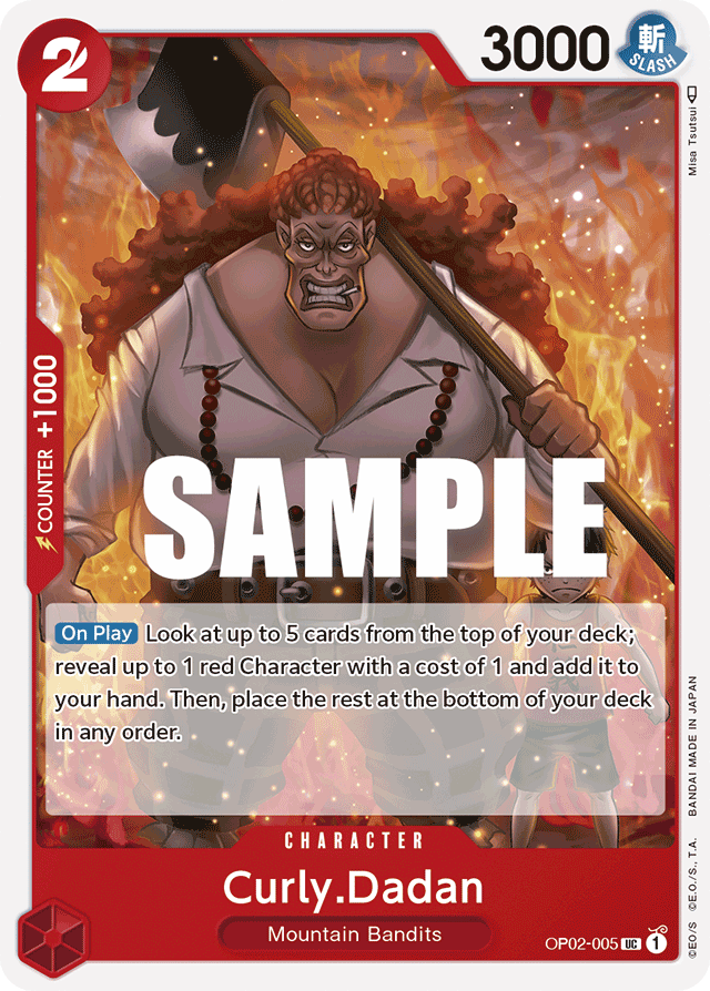 One Piece Card Paramount War Curly.Dadan OP02-005 UC