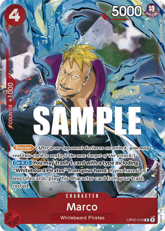 One Piece Card Paramount War Marco Alt Art OP02-018 R