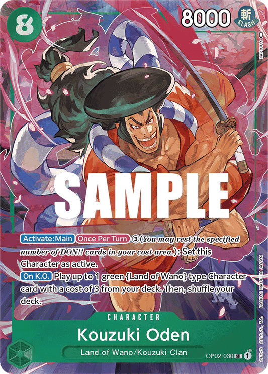One Piece Card Paramount War Kouzuki Oden Alt Art OP02-030 SR