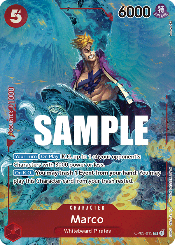 One Piece Card Pillars of Strength Marco Alt Art OP03-013 SR