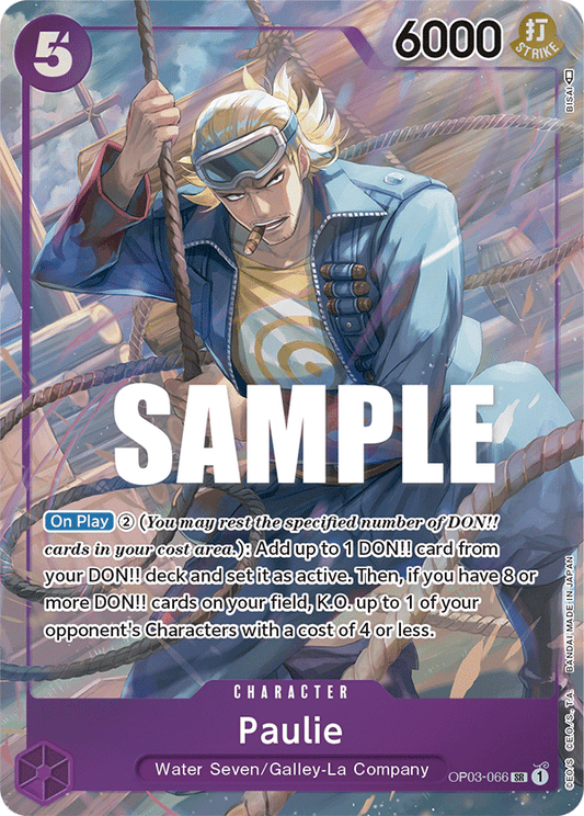 One Piece Card Pillars of Strength Paulie Alt Art OP03-066 SR