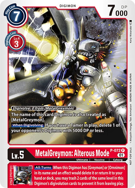 Digimon Card MetalGreymon: Alterous Mode P-072 P