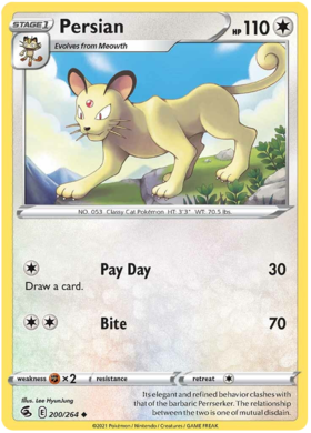 Pokemon Card Fusion Strike 200/264 Persian Uncommon