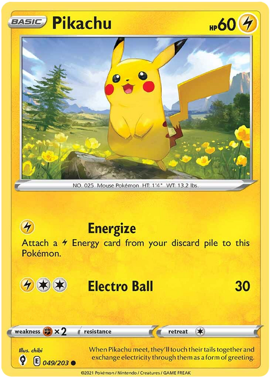 Pokemon Card Evolving Skies 49/203 049/203 Pikachu Common