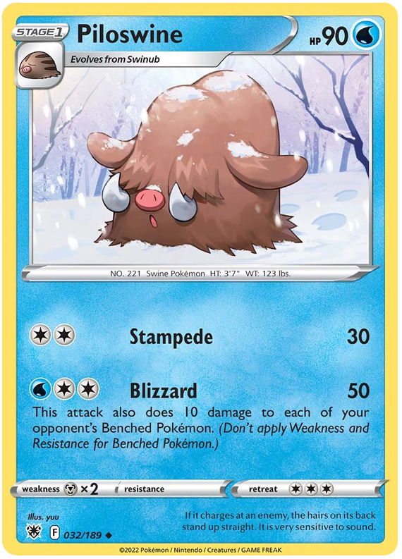 Pokemon Card Astral Radiance 32/189 032/189 Piloswine Uncommon