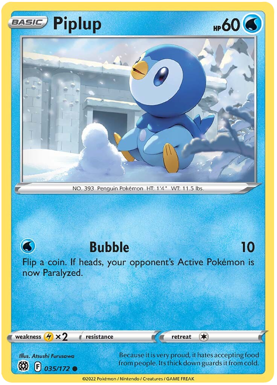 Pokemon Card Brilliant Stars 035/172 35/172 Piplup Common