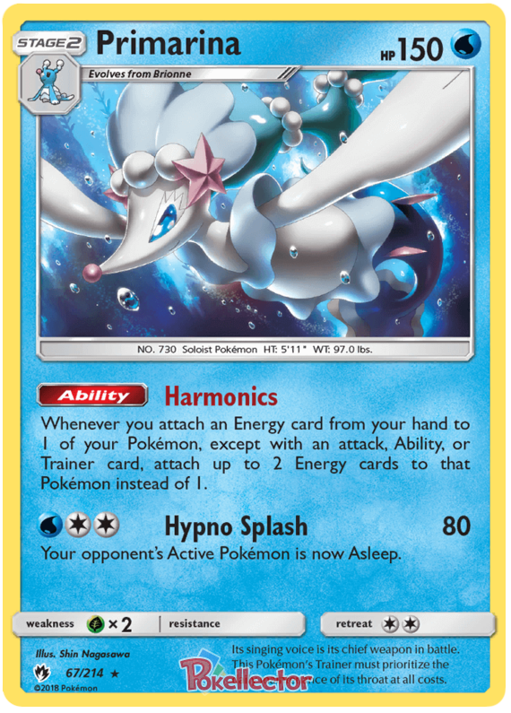 Pokemon Card Lost Thunder 67/214 067/214 Primarina Rare *MINT*