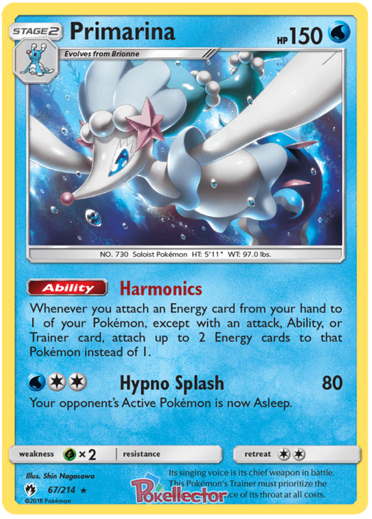 Pokemon Card Lost Thunder 67/214 067/214 Primarina Rare *MINT*