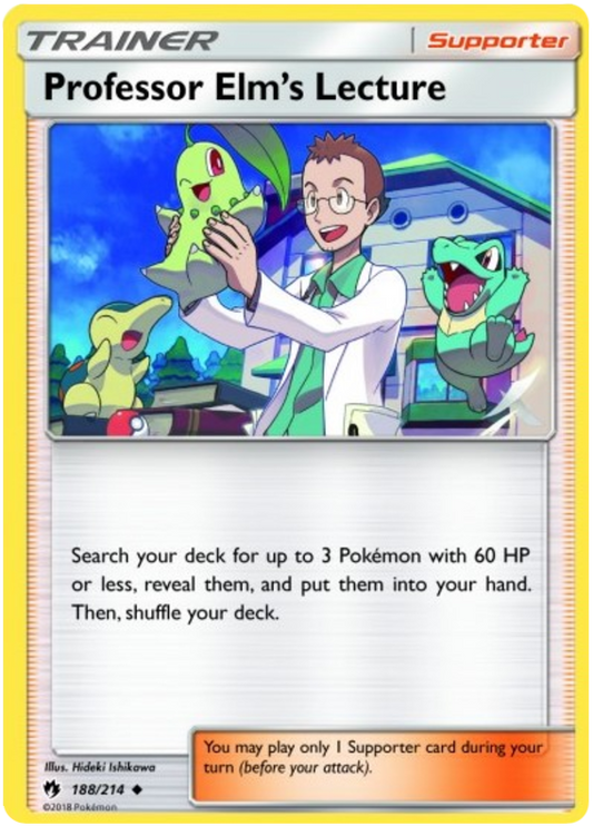 Pokemon Card Lost Thunder 188/214 Professor Elm's Lecture Supporter Uncommon *MINT*