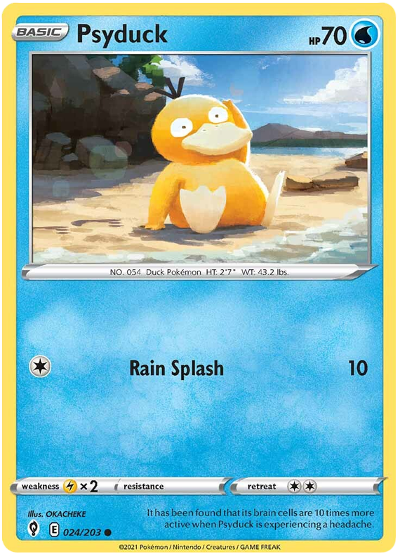 <transcy>Pokemon Card Evolving Skies 24/203 024/203 Psyduck Common</transcy>