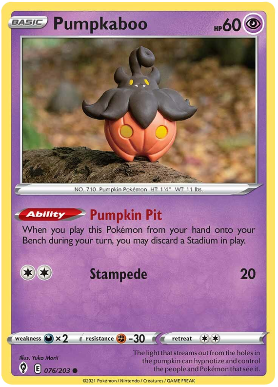 Pokemon Card Evolving Skies 76/203 076/203 Pumpkaboo Common