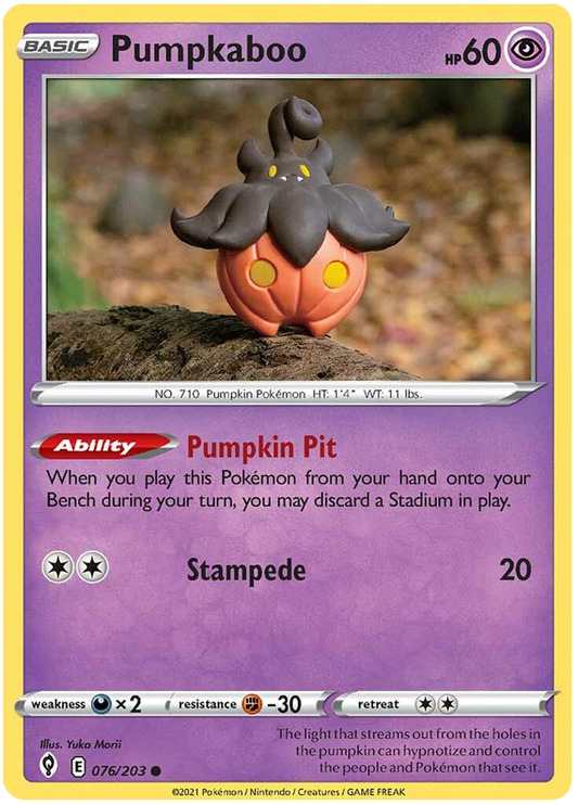 Pokemon Card Evolving Skies 76/203 076/203 Pumpkaboo Common