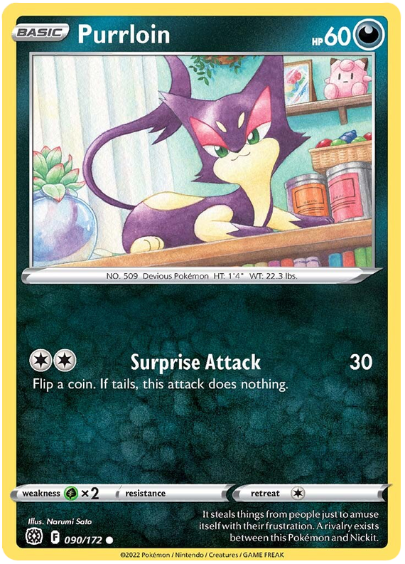 Pokemon Card Brilliant Stars 090/172 90/172 Purrloin Common