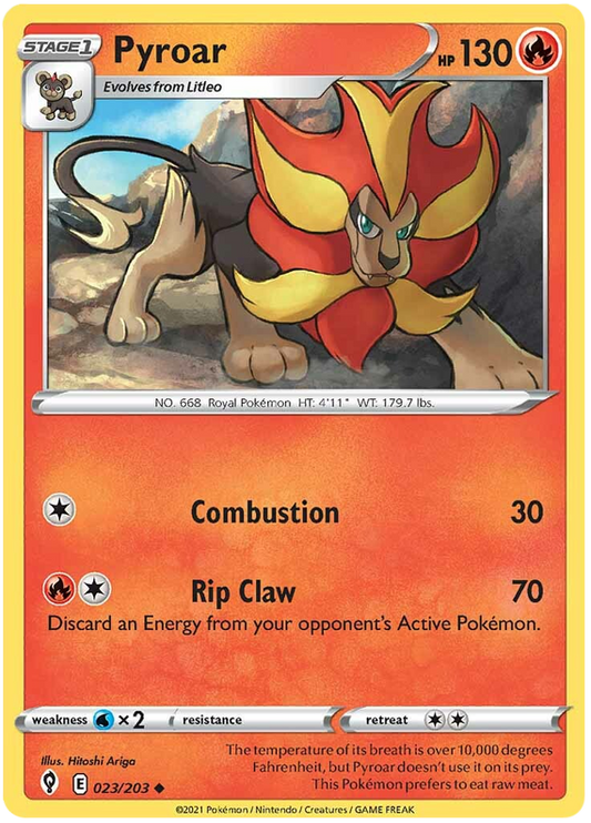 Pokemon Card Evolving Skies 23/203 023/203 Pyroar Uncommon