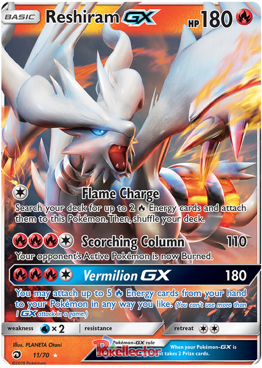 <transcy>Pokemon Card Dragon Majesty 11/070 011/070 Reshiram GX Ultra Rare</transcy>