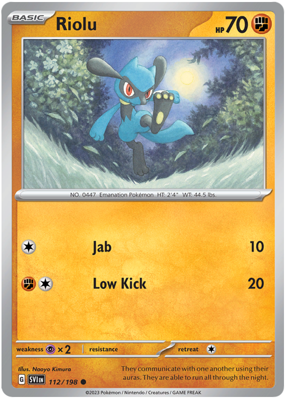 Pokemon Card Scarlet & Violet 112/198 Riolu Common *MINT*