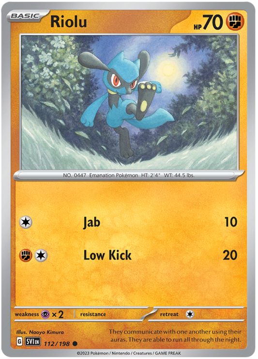 Pokemon Card Scarlet & Violet 112/198 Riolu Common *MINT*