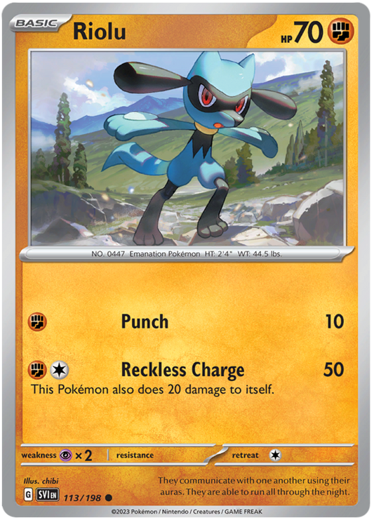 Pokemon Card Scarlet & Violet 113/198 Riolu Common *MINT*