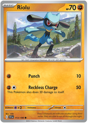 Pokemon Card Scarlet & Violet 113/198 Riolu Common *MINT*