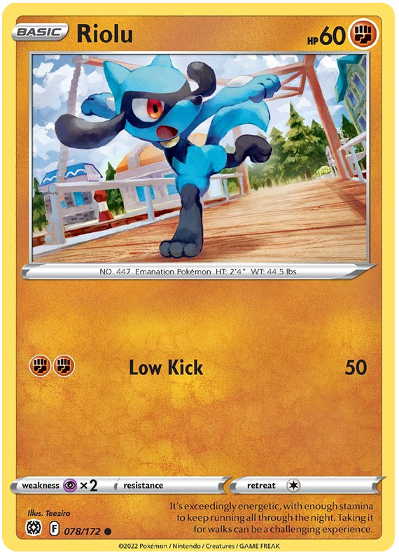 Pokemon Card Brilliant Stars 078/172 78/172 Riolu Common