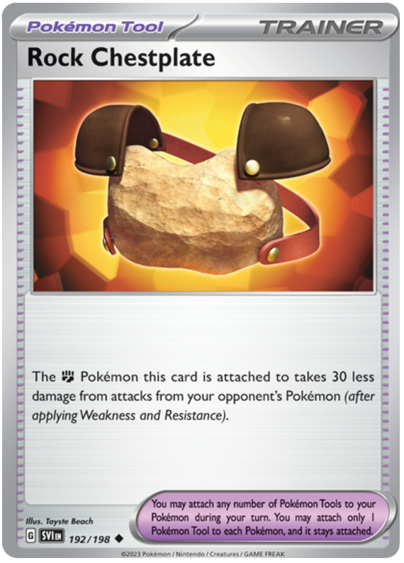 Pokemon Card Scarlet & Violet 192/198 Rock Chestplate Tool Uncommon *MINT*