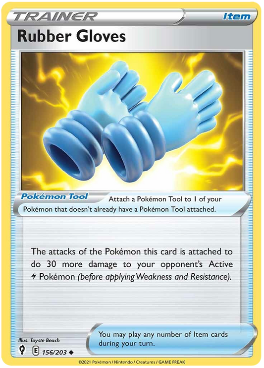 Pokemon Card Evolving Skies 156/203 156/203 Rubber Gloves Item Uncommon