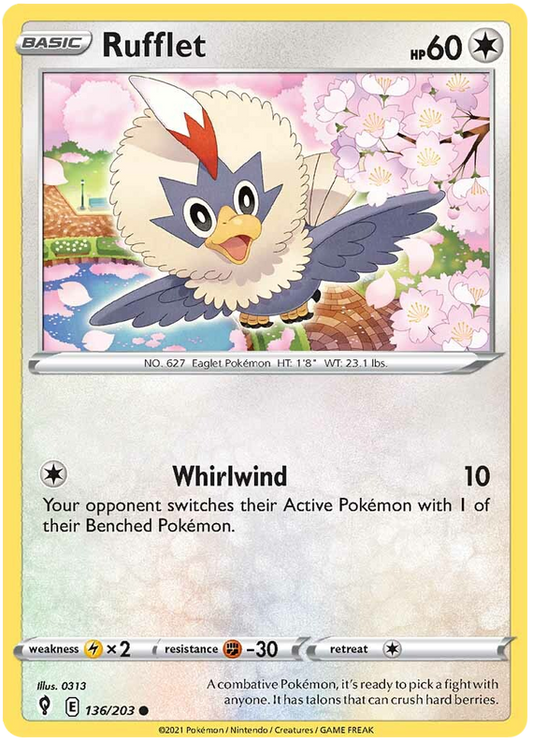 Pokemon Card Evolving Skies 136/203 136/203 Rufflet Common