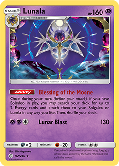 Pokemon Card Cosmic Eclipse 102/236 Lunala Holo Rare